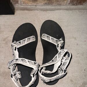 Black and White Geometric Sandals